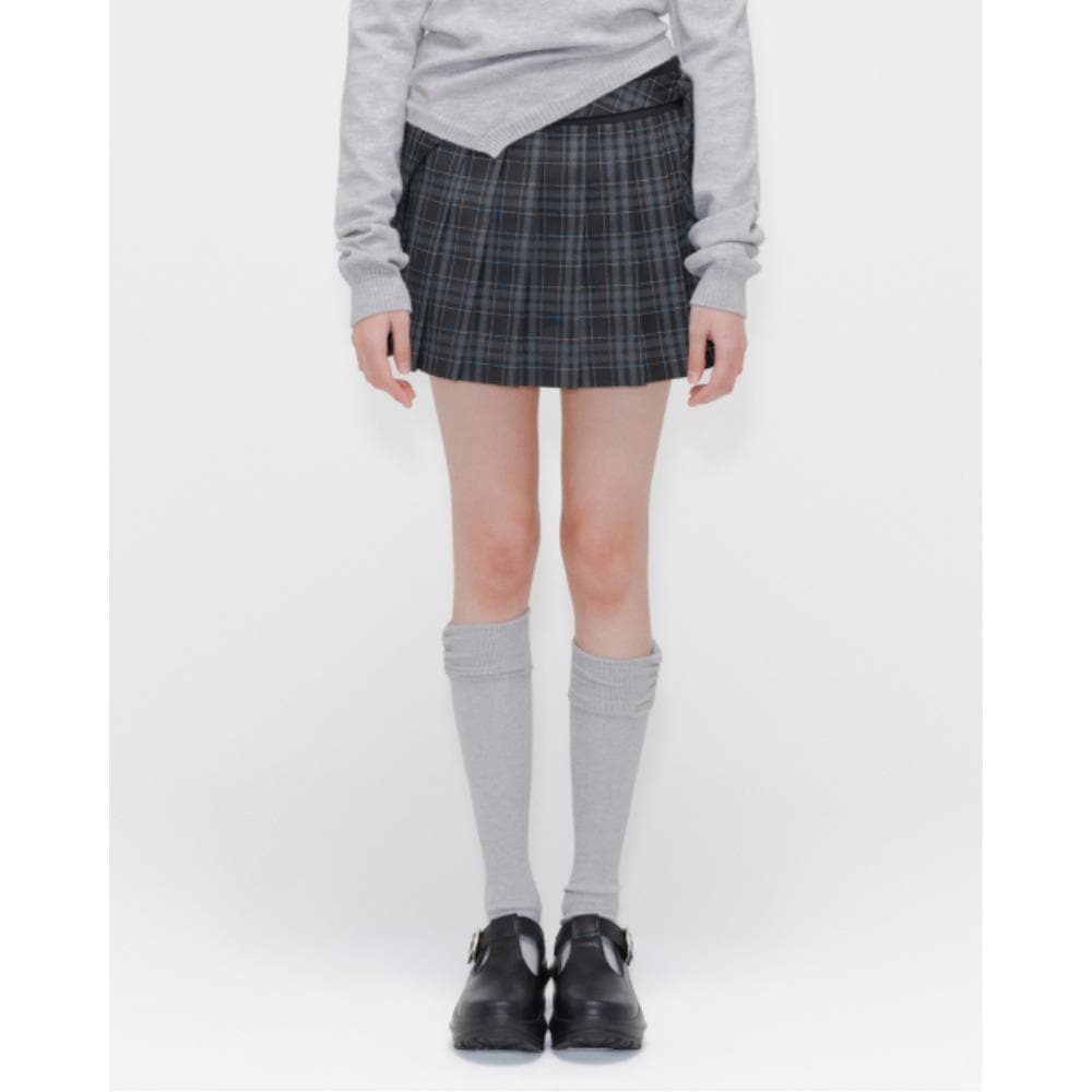 MISEKI SEOUL Pocket layered check skirt BLACK MSK251SK01