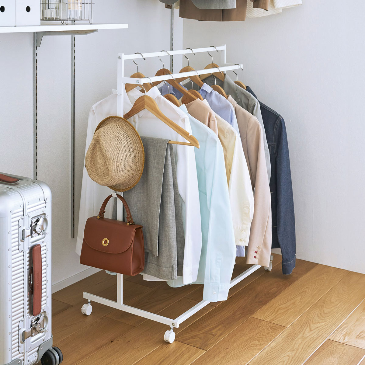 ハンガーラック 山崎実業 tower タワー 収納力アップハンガーラック 2段 1435 ホワイト