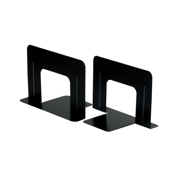 (まとめ) TANOSEE ブックエンド T型 ワイド ブラック 1組（2枚） (×10セット)