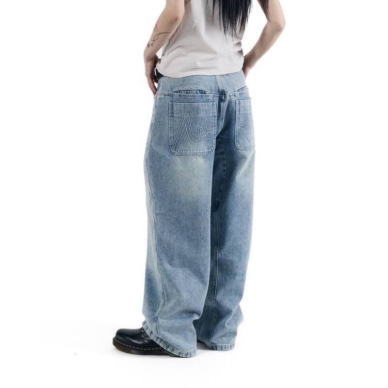アカム AAKAM ステッチ エド スキニーデニムパンツ ブルー 499598