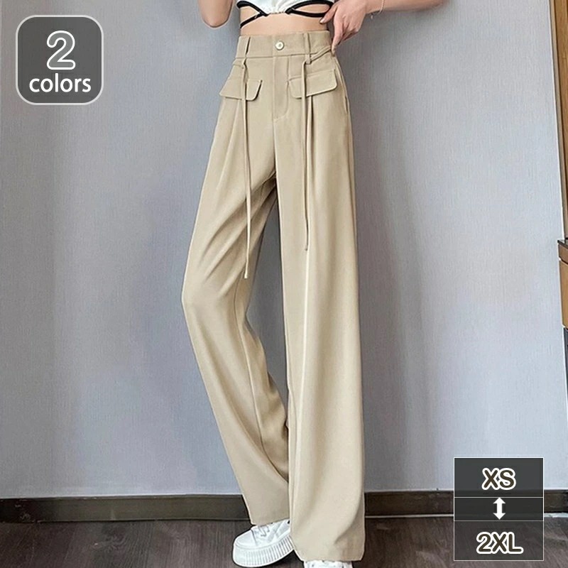 ロングパンツ スーツパンツ ハイウエスト ボトムス 春 夏 薄手 きれいめ スラックス レディース ストレートパンツ ワイドパンツ 通気性 涼しい 長ズボン カジュアル 脚長効果 おしゃれ 美脚パンツ