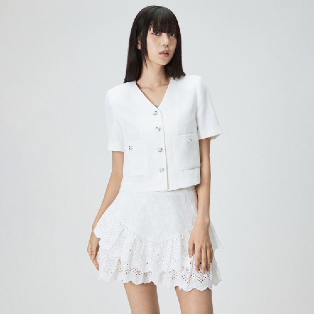 MIXXO Vネックボカシ半袖ジャケット_MIWJKF614G