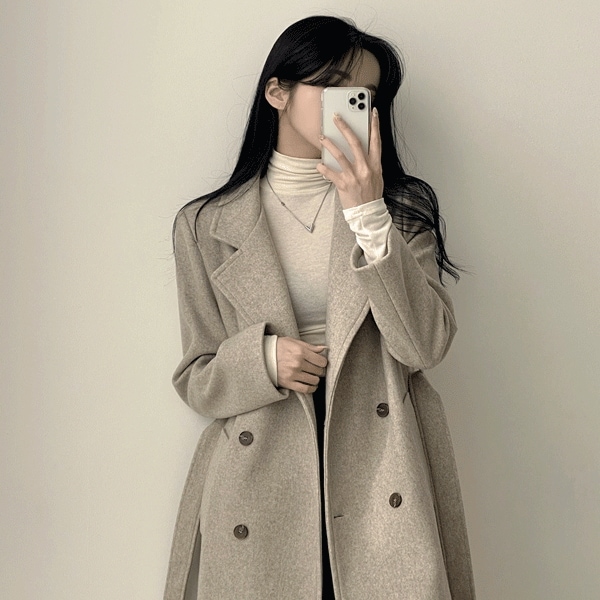 [百貨店のクオリティ!/厚手暖かい] 私が探していた基本フィットダブルベルトロングコート(4color)