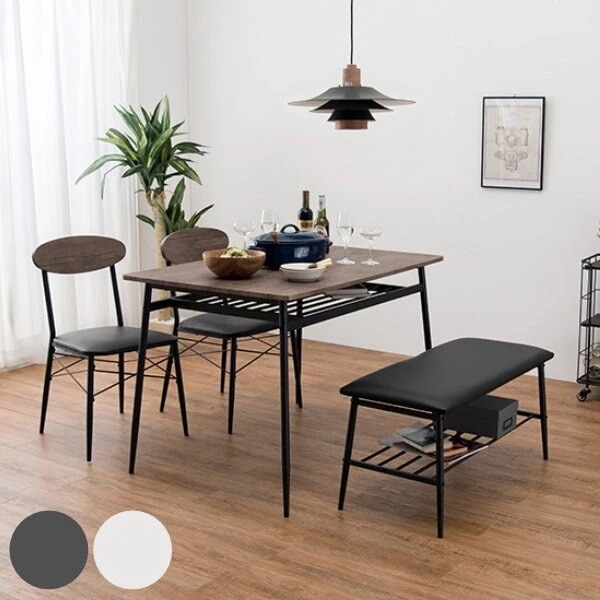 ダイニングセット 4点セット 4人 ダイニング テーブル チェア ベンチ 4人用 収納 木目調