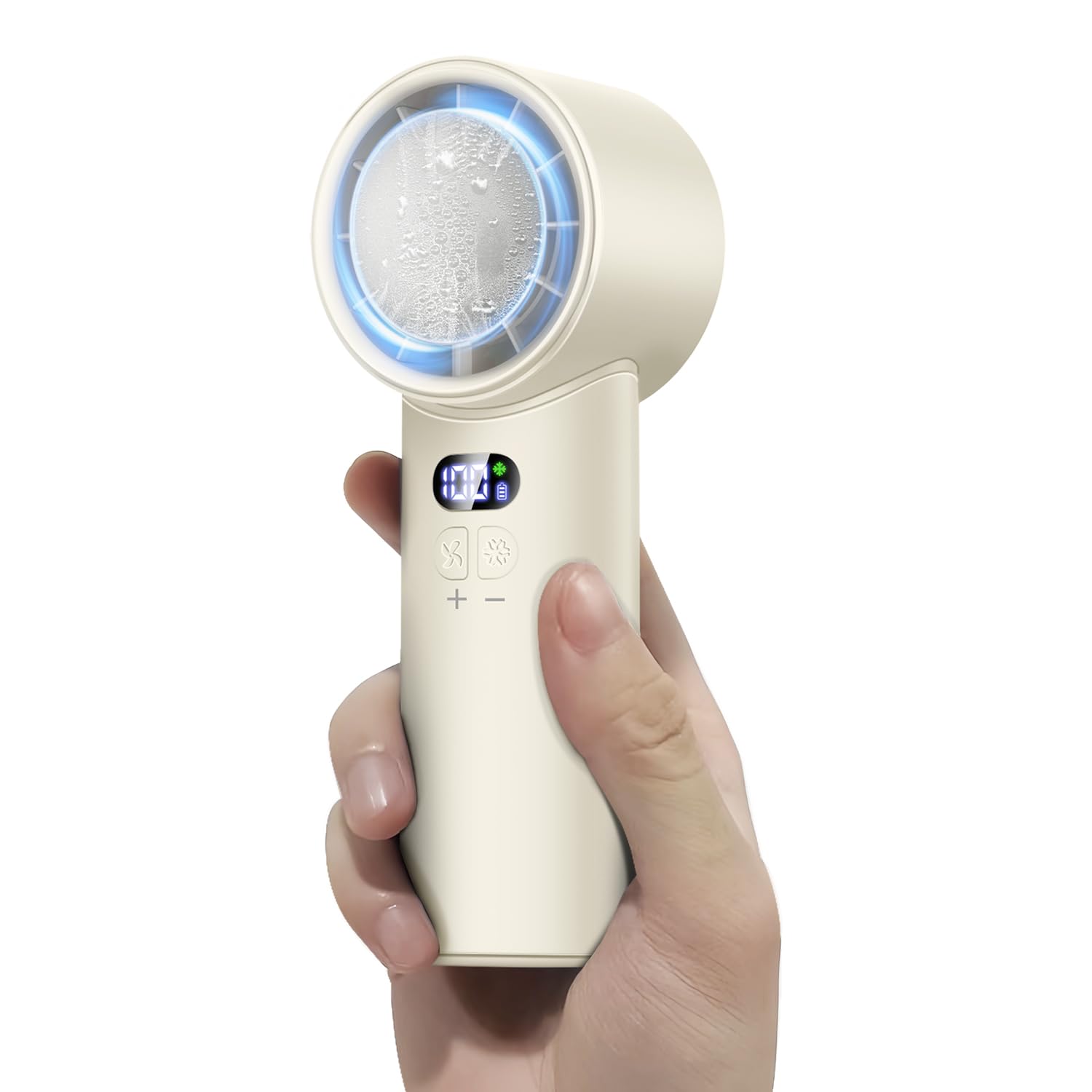 ハンディファン 冷却プレート付き 携帯扇風機 卓上扇風機 充電式 強力 静音 5200mAh 大容量 液晶残量表示 100段階風量調節 軽量 小型 ストラップ付き 熱中症対策 暑さ対策 ホワイト