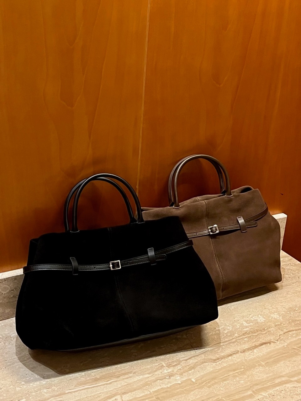 [高クオリティ/牛革] スエードベルトドットバッグ(2colors)