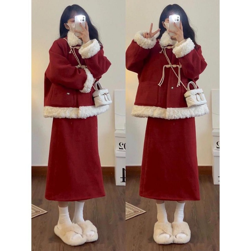 秋冬 新年ファッション クリスマスコフレ セット レッド お正月 ロングスカート 脚魅せミニスカート サンタコス 仮装 コスプレ レディース 5,211円