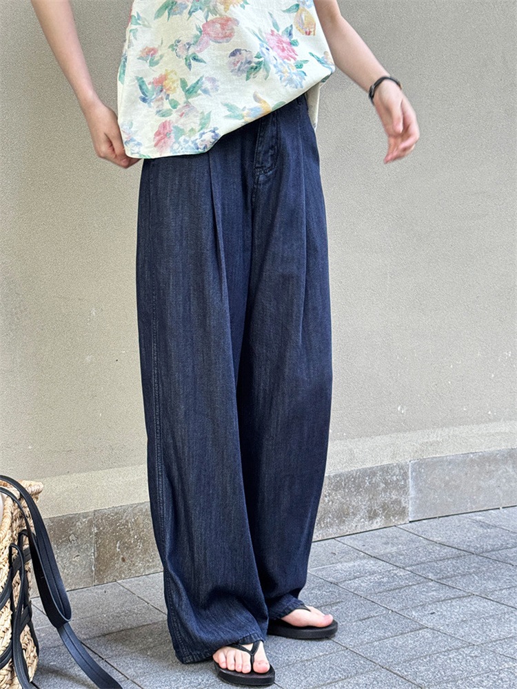 激安セール 夏のデニム長ズボン 涼しい着心地 ストレートシルエット ゆったり丈