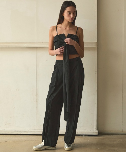 SIGREAT リボンクロップトップ_ブラック