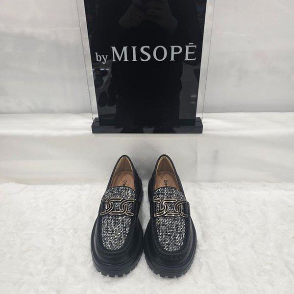By 女性 ツイード コンビ ローファー 612HT439DH005 BLACK 3 JJ