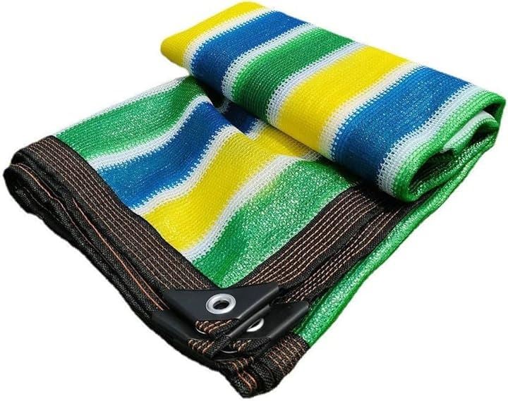 遮光ネット 日よけ シェード 抗紫外線ネット95% 防塵 高密度の厚さのポリエチレン ベランダ カーポート ルーフ ヤード パーティー 廊下 エッジを広げる(カラフル, 6Mx6M)