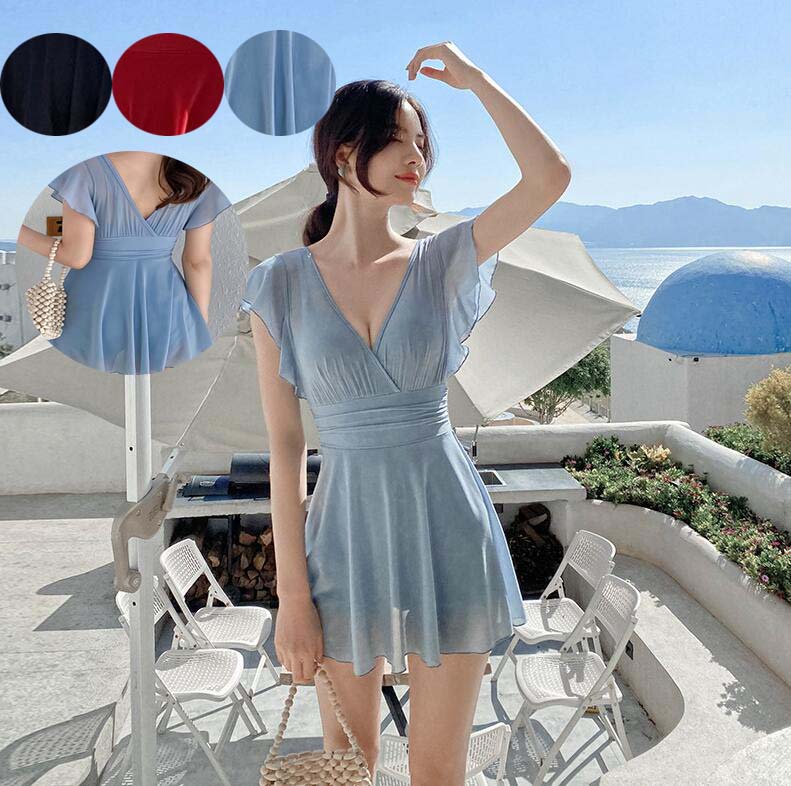 送料無料 水着ワンピース ビキニ 水着 オールインワン 小胸 美胸 レディース ミズギ 大きサイズ みずぎ 韓国風 ワイヤーあり 体型カバー パッド付き 女性用 タンキニ ママ 水泳 水遊び 温泉 背