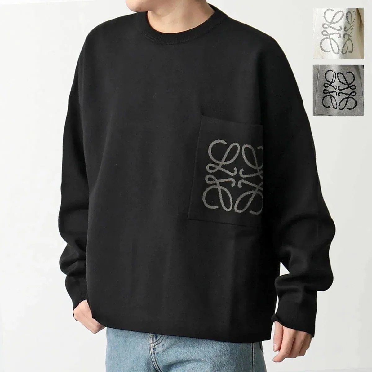 LOEWE ロエベ セーター H526Y14KDK メンズ ニット アナグラム 長袖 胸ポケット クルーネック カラー3色