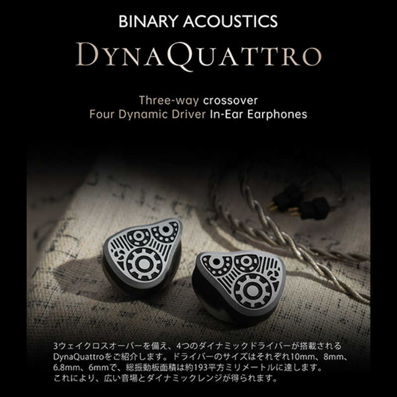 カナル型イヤホン 4つのダイナミックドライバー搭載 Binary Acoustics DYNAQUATTRO JP Ver ［φ4.4mm バランスプラグ］　DYNAQUATTROJPVer