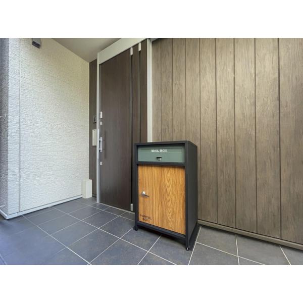 宅配ボックス 置き配 鍵 配達ボックス 宅急便受 おしゃれ 北欧モダン 木製 木目 シリンダーキー 印鑑収納 完成品