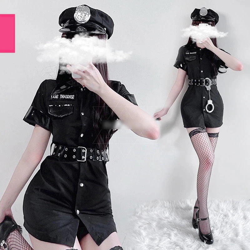 【当日出荷】コスプレ ハロウィン コスプレ 5点セットポリス 警察官 セクシー コスプレ服ゴシックブラックワンピースセクシーセットアップハロウィンかわいいコスプレ仮装ドレスパーティー ハロウィン 衣装