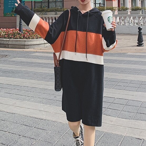 レディース ワンピース パーカー パーカーワンピース 長袖 フード付き ひざ丈 ワンマイルコーデ