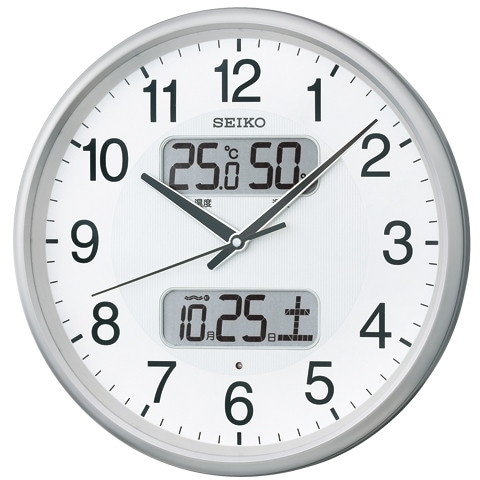 1318-KX383S 電波アナログ掛時計 温湿度 カレンダー表示つき