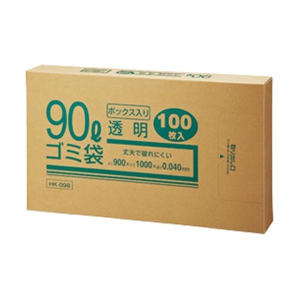 (まとめ) クラフトマン 業務用透明 メタロセン配合厚手ゴミ袋 90L BOXタイプ HK-098 1箱(100枚) 5セット