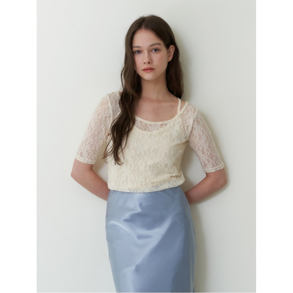 キンダベイビーレイヤードレーストップ-クリームアイボリー