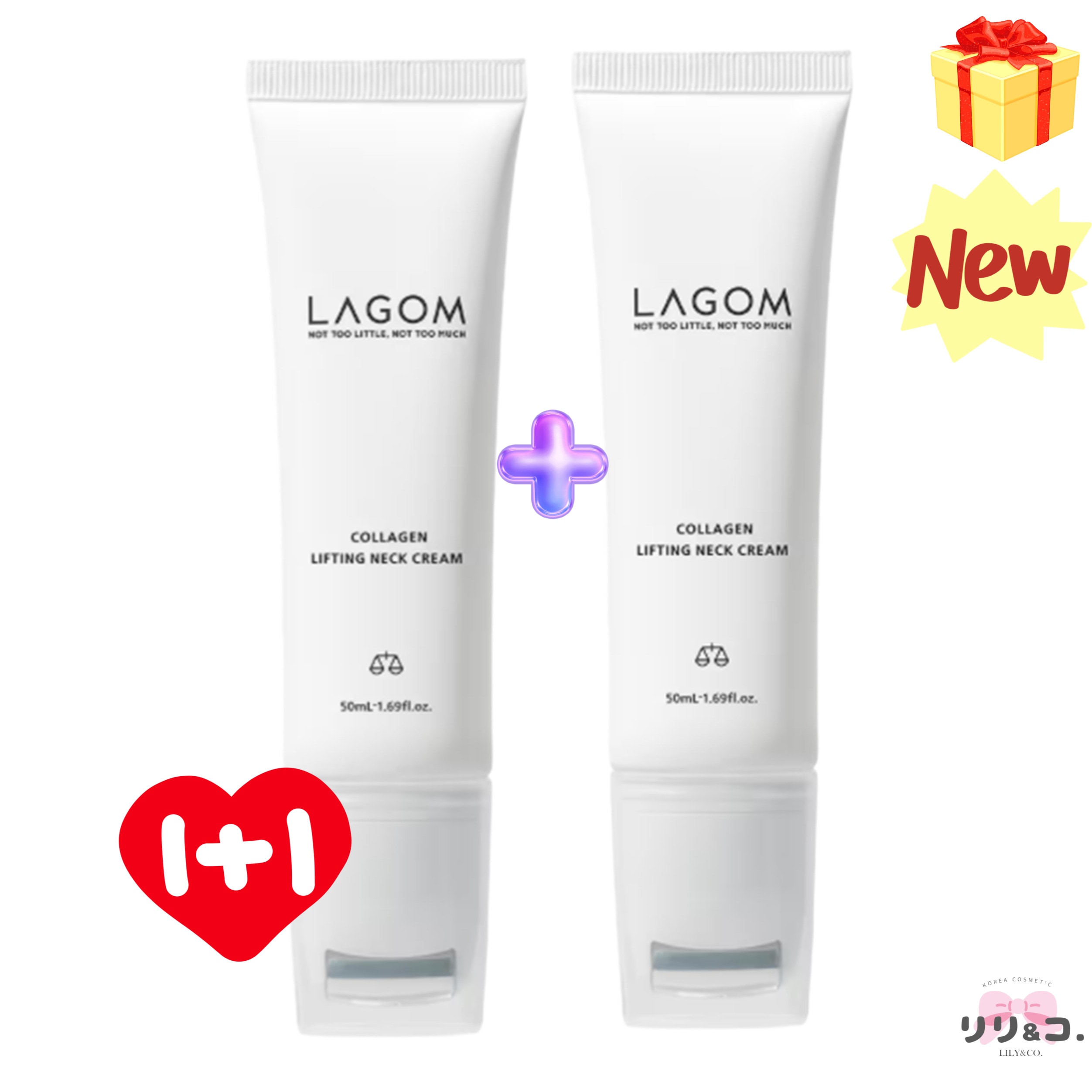 [首シワ ケア NEW 1+1] コラーゲン リフティング ネッククリーム 50mL + 50mL 計100mL 首シワ 改善 ハリ 韓国コスメ エイジングケア 首 ほうれい線 たるみ 首シワ 保湿