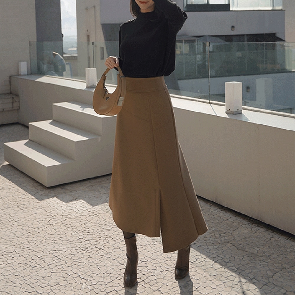 Click & Funny [起毛] ティルディットインシジョンロングスカート