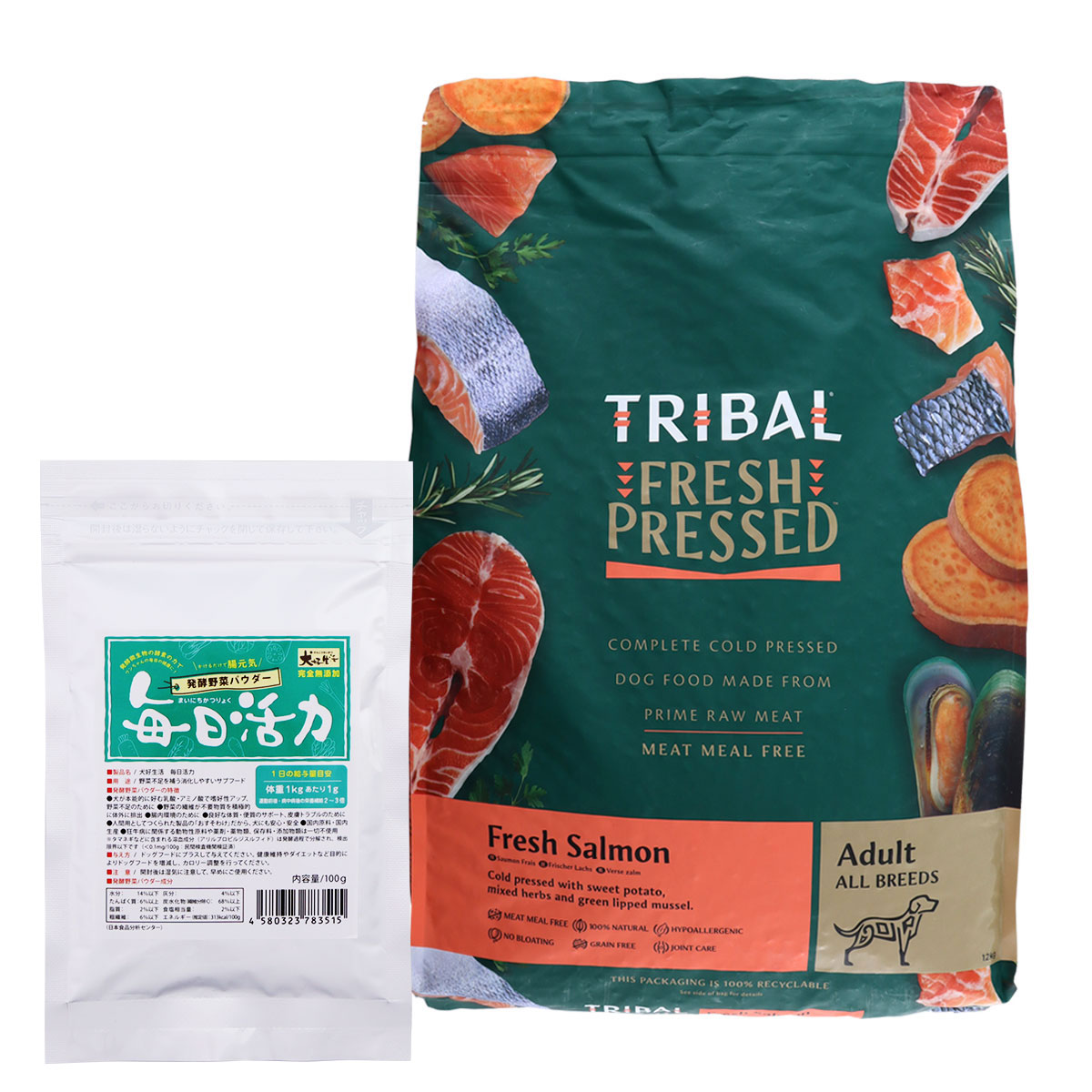 トライバル ドッグフード フレッシュサーモン 12kg【犬好生活ペット酵素 毎日活力 100g】