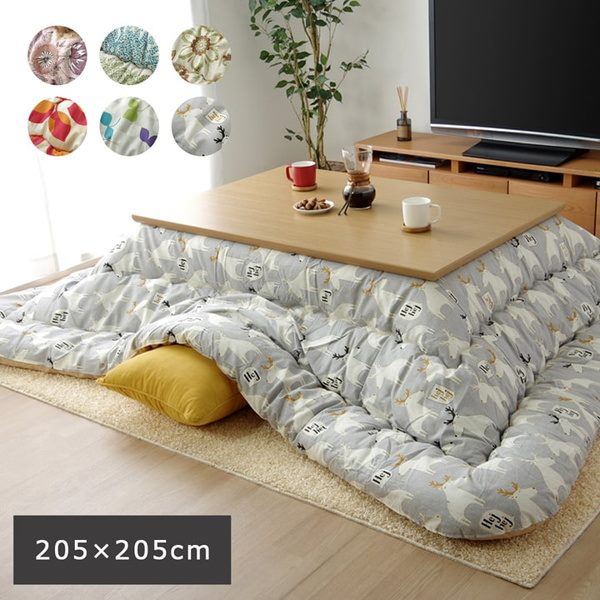 こたつ布団 掛けふとん 正方形 205x205cm 厚掛け 静電気防止 コットン 綿100％ 高品質 日本製