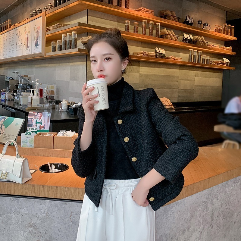 ツイード トップス アウター ジャケット ジャケット 上着 ショート ショート丈 袖あり 長袖 襟付き 前開き 厚手 かわいい 大人可愛い きれいめ シンプル カジュアル 大人 上品 おしゃれ