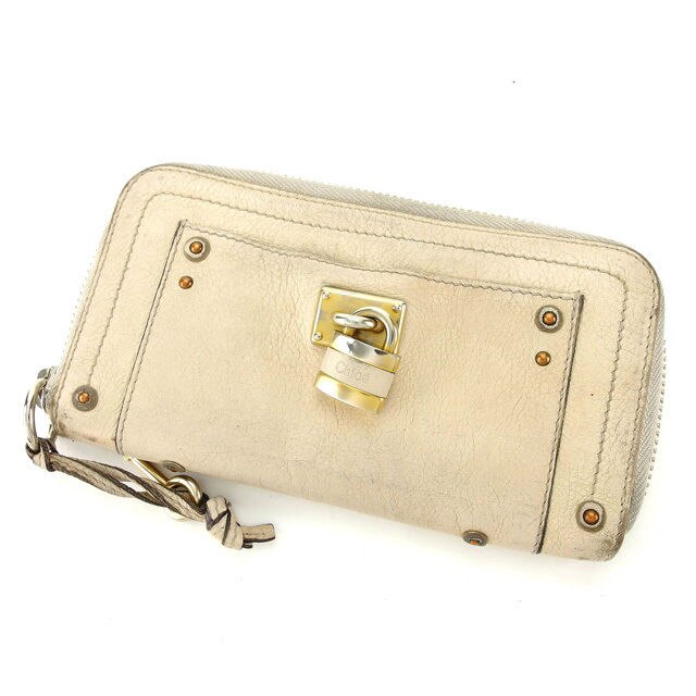 長財布 ラウンドファスナー パディントン ベージュ ゴールド シルバー 中古 10,660円