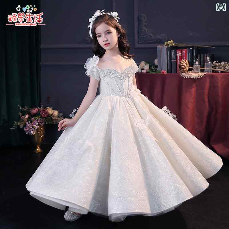 キッズ パーティードレス ジュニア ファッション 女の子 子供服 ガール ドレス 豪華感 かわいい プリンセス フラワーガール イベント 結婚式 衣装 発表会 誕生会
