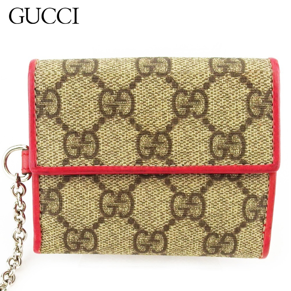 三つ折り 財布 ミニ財布 GG柄 レディース ベージュ　ピンク 中古