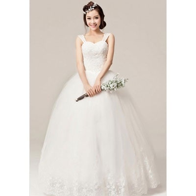 花嫁ドレス ウエディングドレス　結婚式ドレス　エンパイア プリンセスライン ベアトップ レースアップ 白 wedding dress luxury