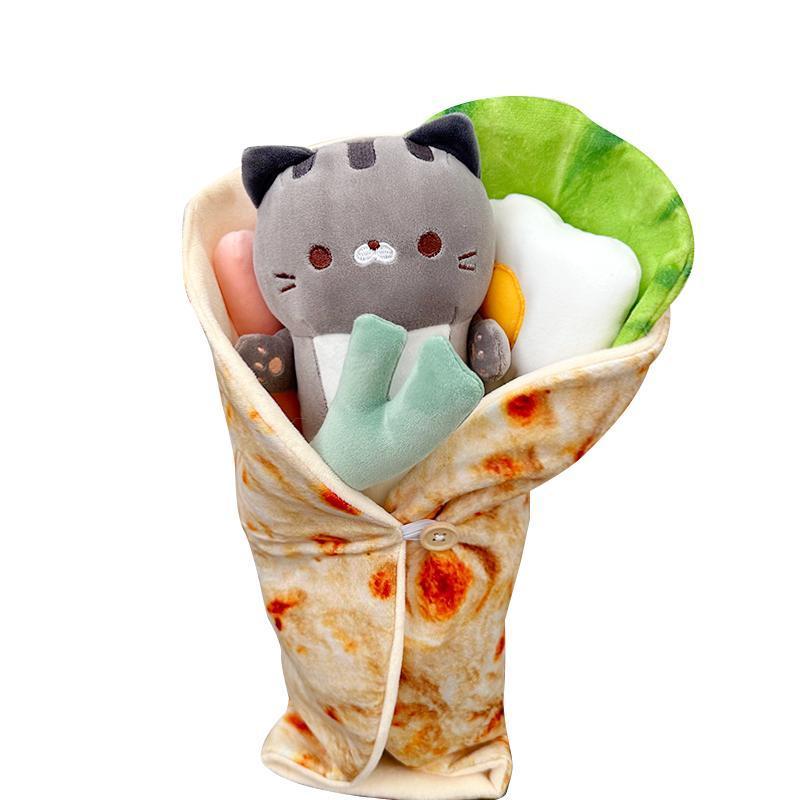 ぬいぐるみ 猫 かわいい 癒し プレゼント エッグ ブリトー おもちゃ 人形 インテリア おもしろ クリスマス 誕生日 子供 ギフト