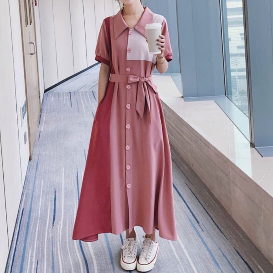 【人気商品超目玉】ワンピース レディース ドレス 半袖 夏 シャツフレンチワンピ 10374