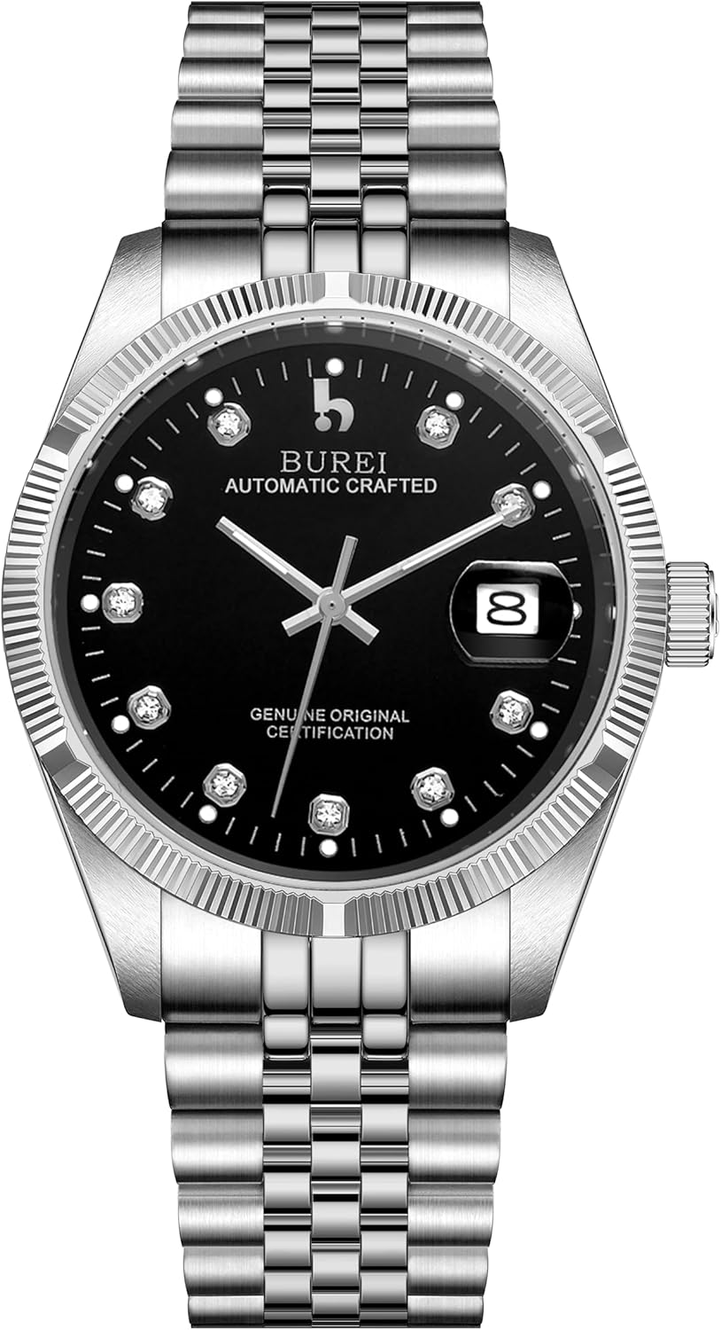 メンズ腕時計 自動巻き 機械式 防水 アナログ表示 日付表示 シルバー ブラック カジュアル シンプル