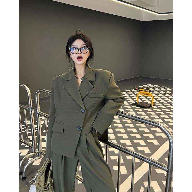 スーツセットアップ卒業式 入学式ファッション気質ジャケット婦人服春秋ハイウエストストレートカジュアルパンツ2点セット生活応援ビジネス特集