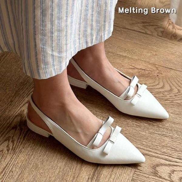 女性牛革リボンスリングバックシューズ MT41