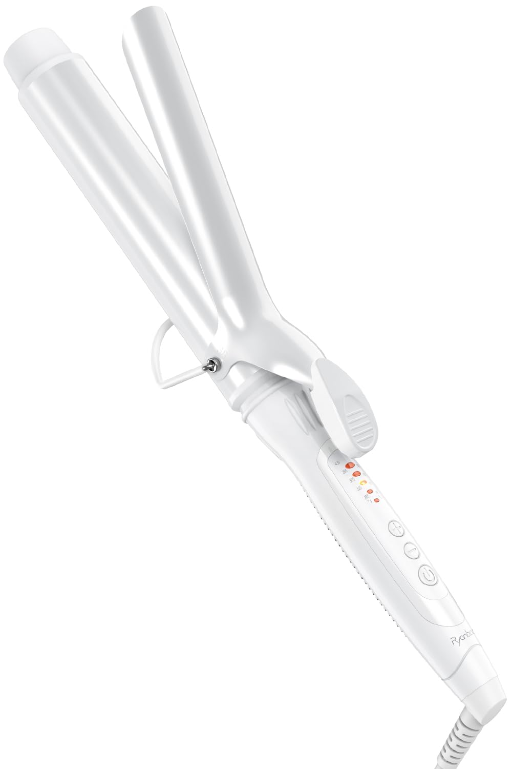 Ryanboo ヘアアイロン カールアイロン コテ 38mm カーリングアイロン 5段階温度調整 プロ仕様 MAX220℃ 海外対応(38mm, ホワイト)