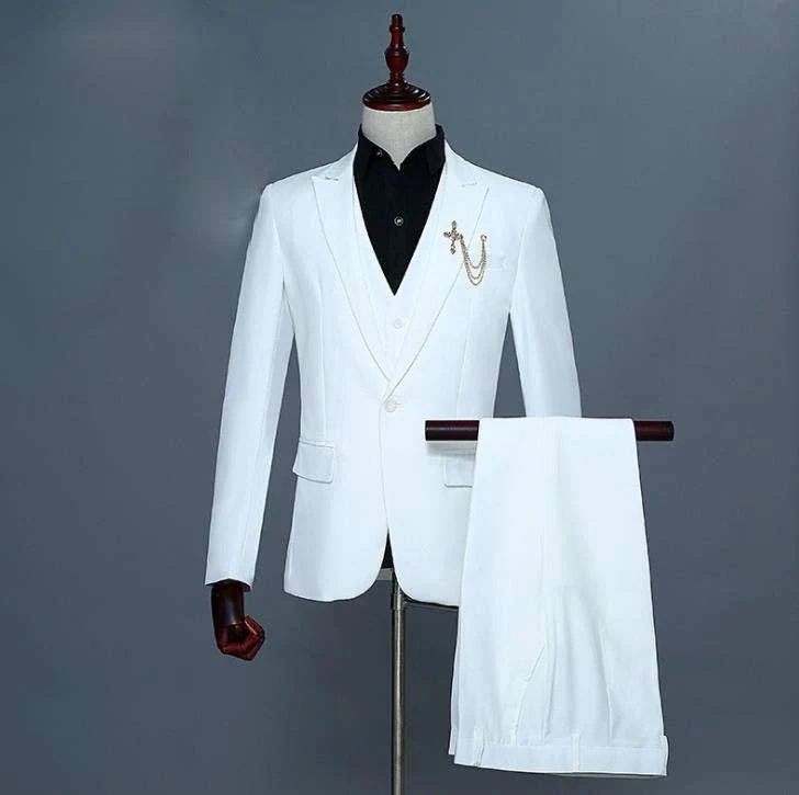 売り切れ注意春秋 メンズ コート ビジネススーツ パンツスーツ 長袖 OL オフィス トップス 事務服 ビジネス 洗える 3点セット　紳士　結婚式　忘年会司会者　入学　長袖 白　ホワイト