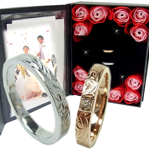 ペアリング ペアハワイアンジュエリー カップル 記念日 誕生日 プレゼント 花 入浴剤 写真フレーム