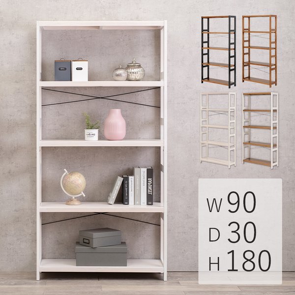 ラック オープンラック ホワイトウオッシュ 幅90奥行30高さ180cm シューズラック 下駄箱