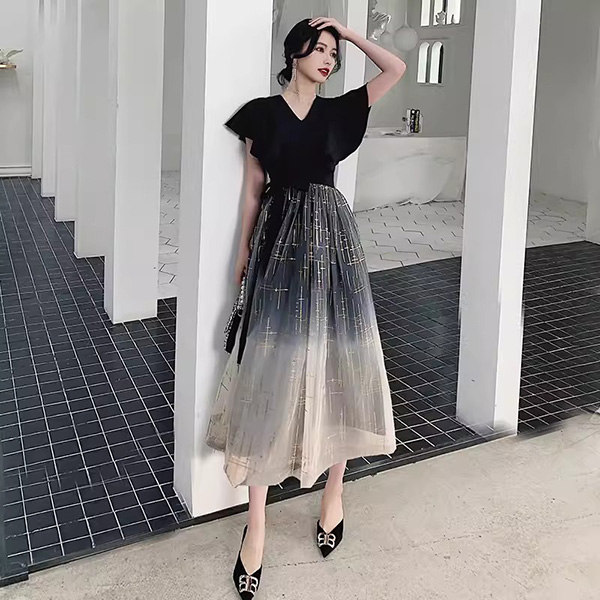 ワンピースドレスドレス発表会 同窓会 成人式 上品 パーテ ラウンドネック 二次会 40代 ウエディング 袖あり ピアノ ステージドレス 大人 30代 Aライン ハワイ 20代 演奏会 ワンピース