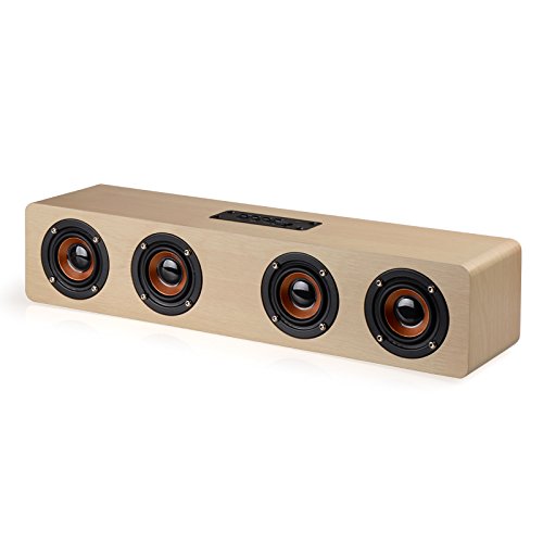 Bluetoothスピーカー PC サウンドバー 木製 マイク内蔵 ワイヤレス 12W 2.0ch テレビ TV/PC対応 Soundbar Speaker シアターバー USB AUX TFカード対