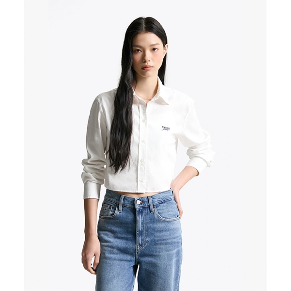 トミー・ジーンズ クロップ ポプリン シャツ T32F6WSH03TWT1YBL