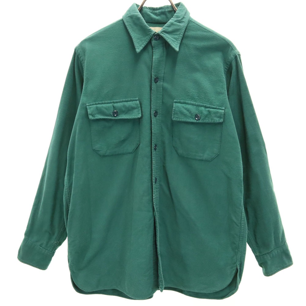 70s ヴィンテージ 筆記体タグ シャモア 長袖 ワークシャツ 16 グリーン レディース