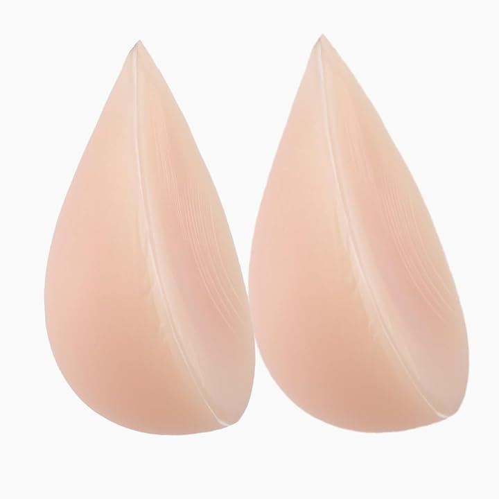 自然な一体感 粘着 貼付 式 シリコン 左右 2個 人工 乳房 偽胸 ブラジャー 補正 選べるサイズ(肌色, 2500g)