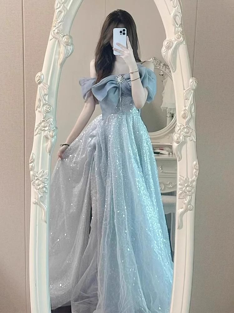 女性の宴会のためのワンショルダードレスハイエンドの感覚スーパー気質アート試験大人のギフトホストスリムとロングスタイル