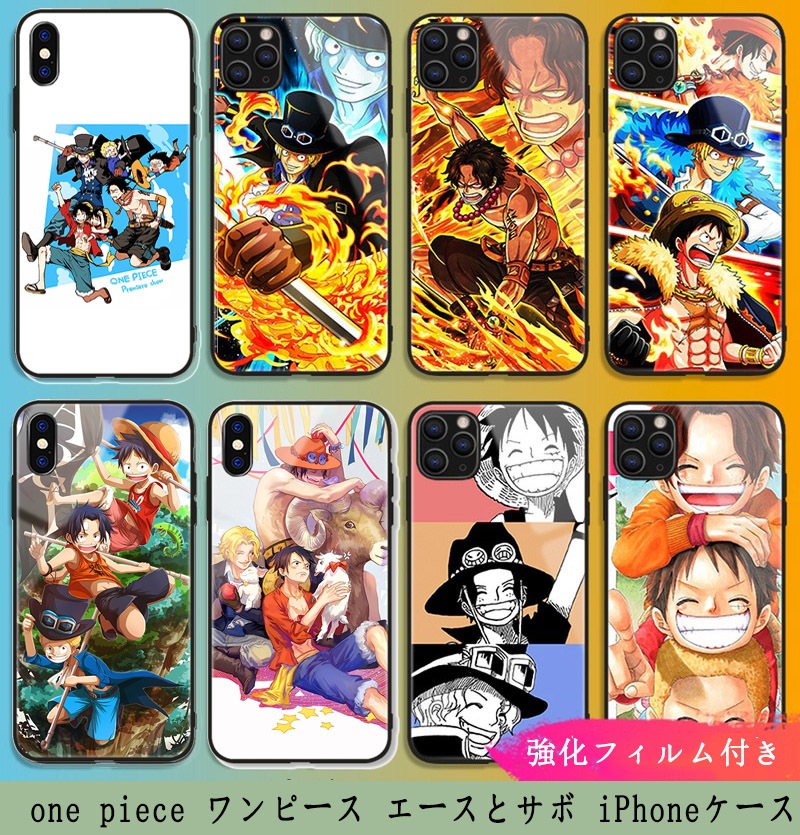 Qoo10 One Piece ワンピース エースと スマホケース 保護フィルム