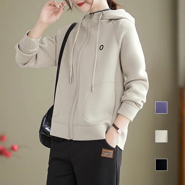 プルオーバーフード付き上品長袖レディース